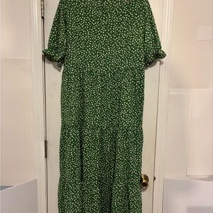 Elegant Green Floral Maxi Dress